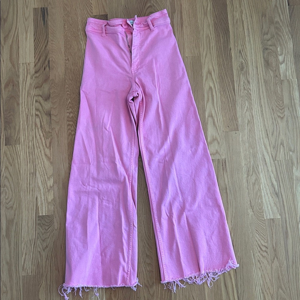 Zara Pink Denim Marine Sailor Trousers